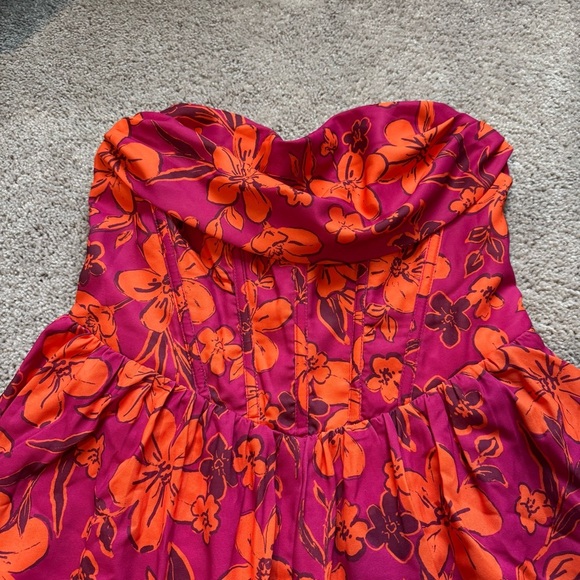 NWT Hello Molly strapless flowy pink orange floral romper corset top XL - Picture 2 of 12